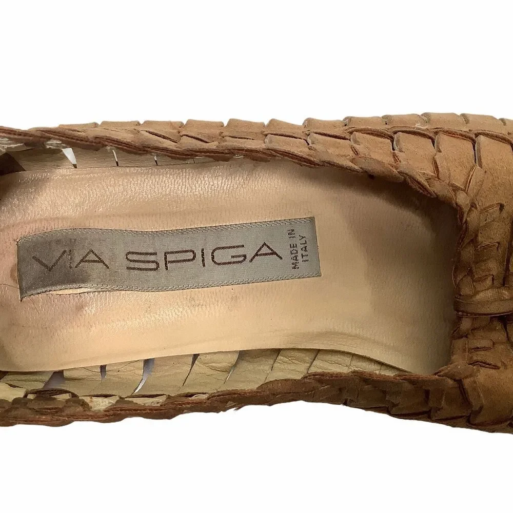 VIA SPIGA Brown Leather Suede Flats Slip on Shoes size‎ 6.5 Italy
